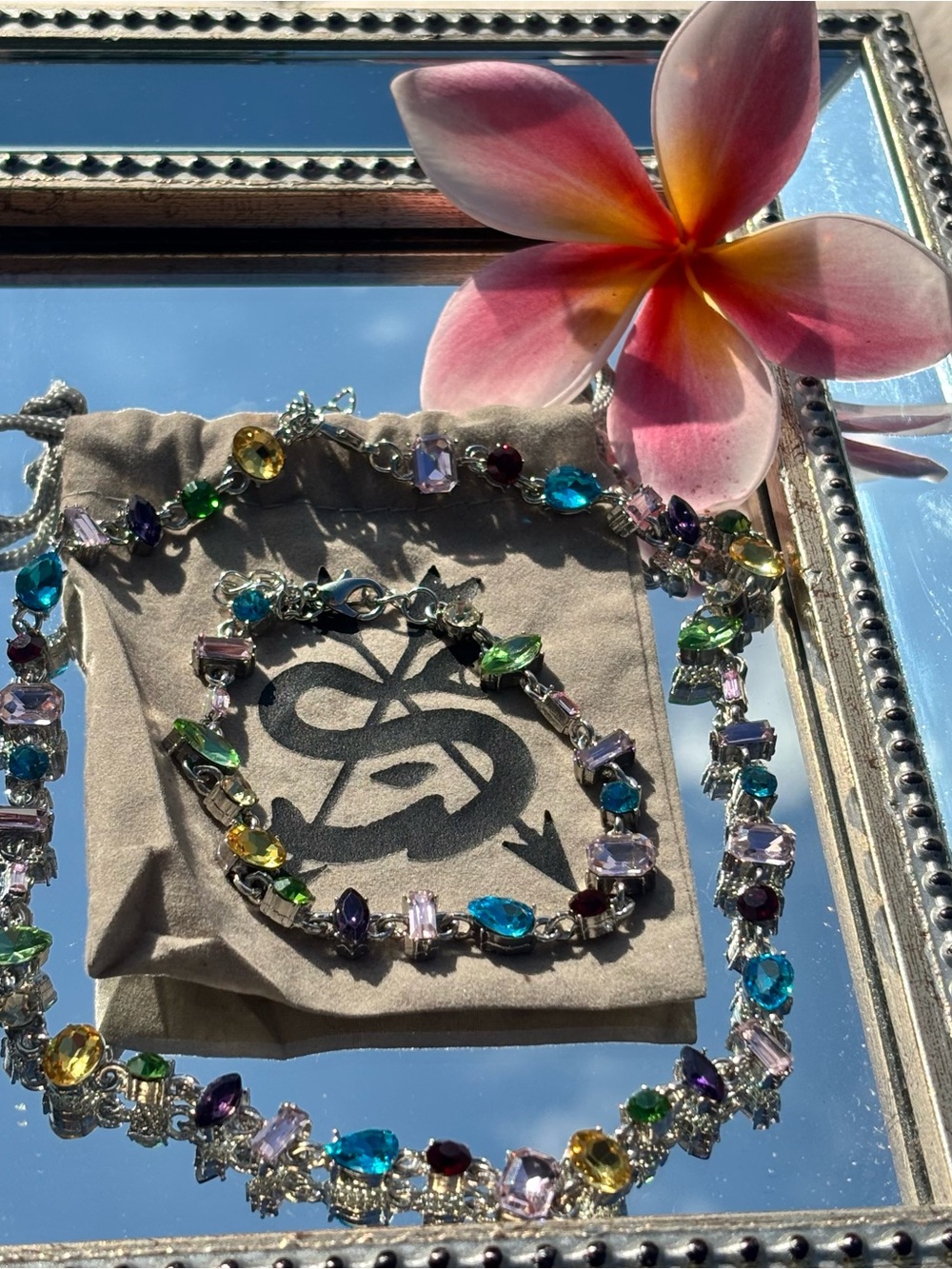 Stoney Clover Lane Rainbow Crystal Mixed Shape Necklace & Bracelet Set